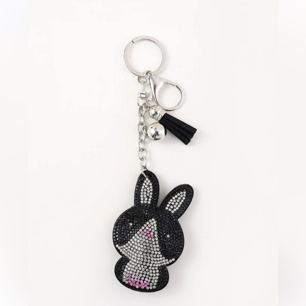 Rhinestone Bunny Keychain - Picture 3 of 4